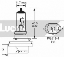 LUCAS ELECTRICAL LLB708 Лампа накаливания, противотуманная фара
